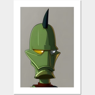 Green robot Posters and Art